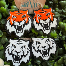 Load image into Gallery viewer, Cincinnati Bengals Tiger earrings- handmade by me 3-D printed 2 color options
