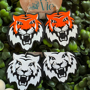 Cincinnati Bengals Tiger earrings- handmade by me 3-D printed 2 color options