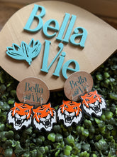 Load image into Gallery viewer, Cincinnati Bengals Tiger earrings- handmade by me 3-D printed 2 color options
