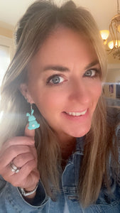 Bunny cotton tail dangle earrings- 3-D printed 2 colors