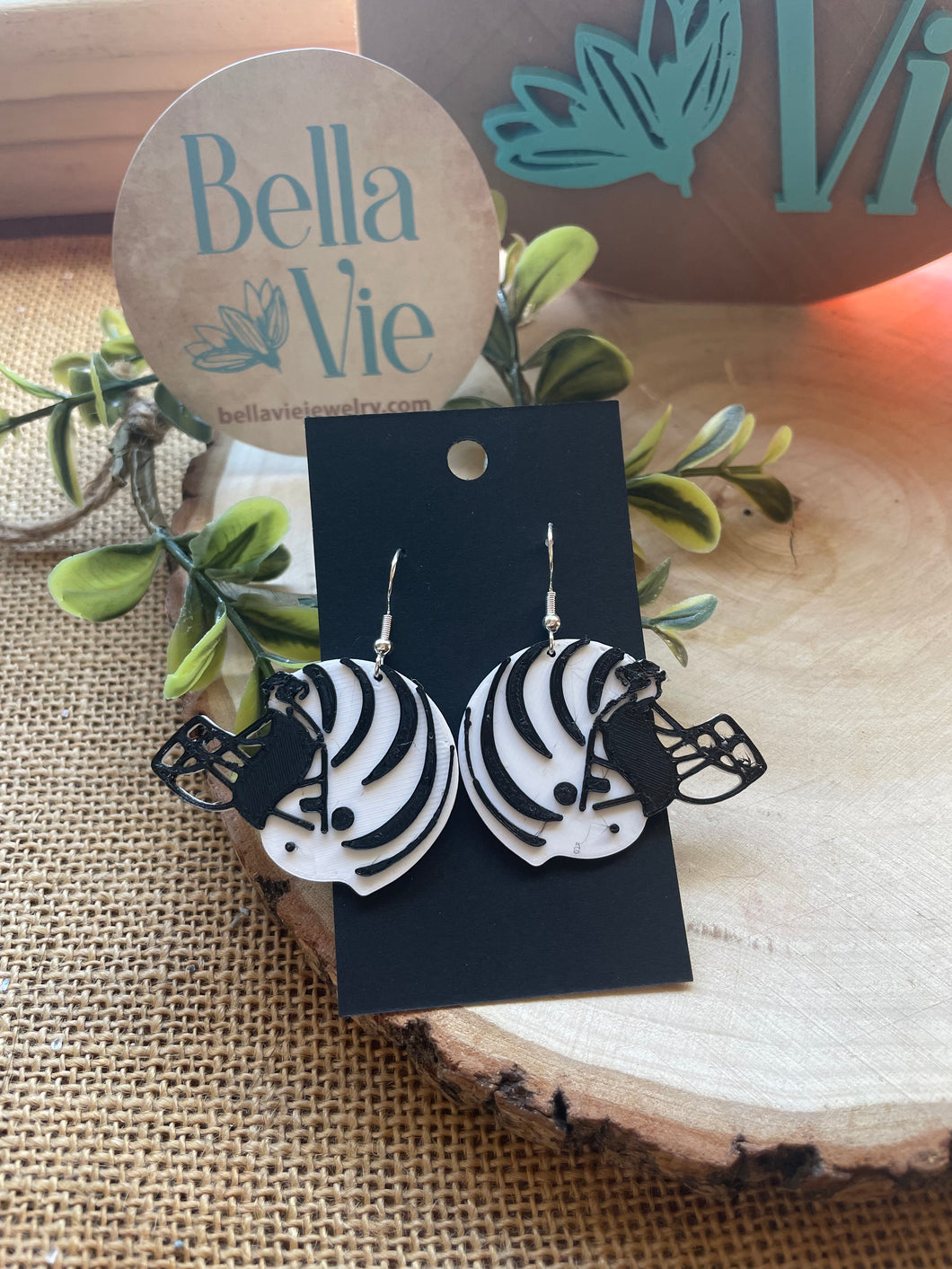 Bengals Helmet Earrings/ White