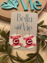 Load image into Gallery viewer, Reds / Baseball Dangle Earrings
