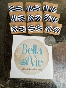 Bengals Black and White Stud Earrings