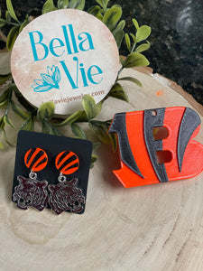 Who Dey Bengal Tiger stud earrings- orange